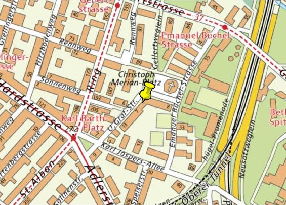 zum Standort auf dem Basler Stadtplan 